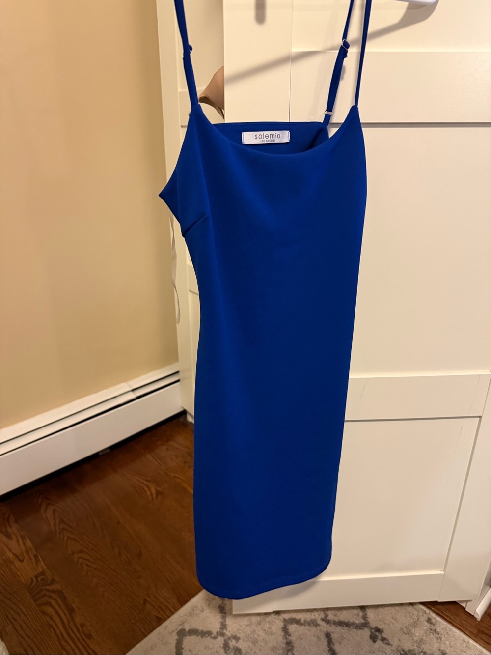 Solemio Cobalt Blue Mini Slip Dress with Thin Straps